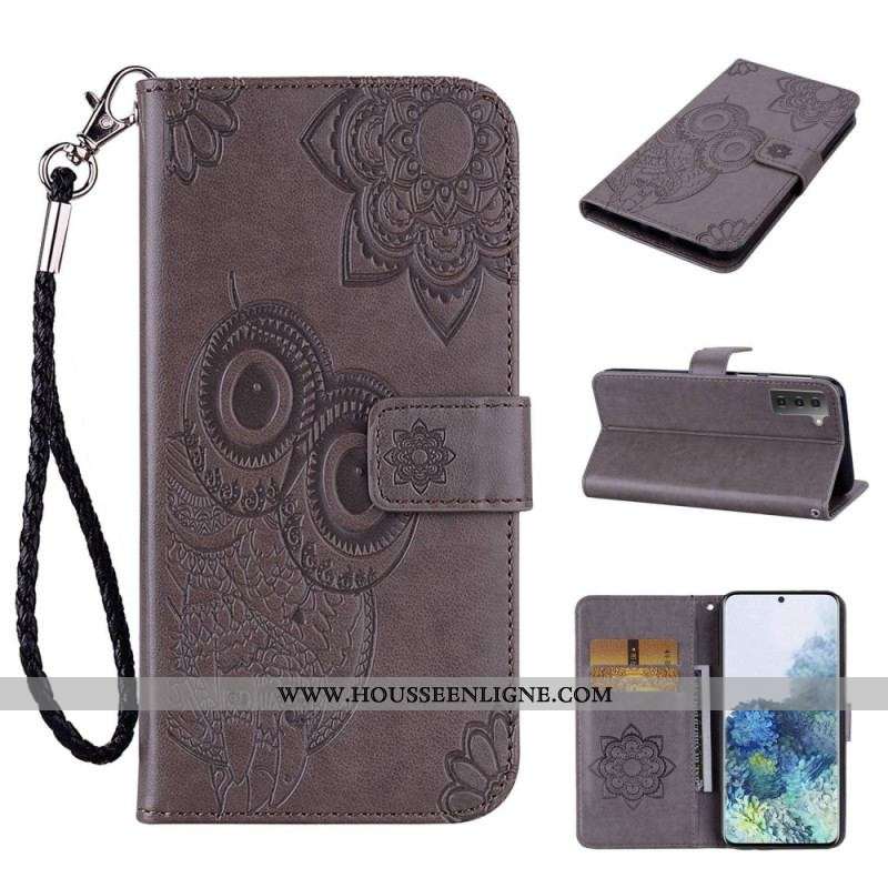 Housse Samsung Galaxy S23 5G Hibou Mandala et Lanière