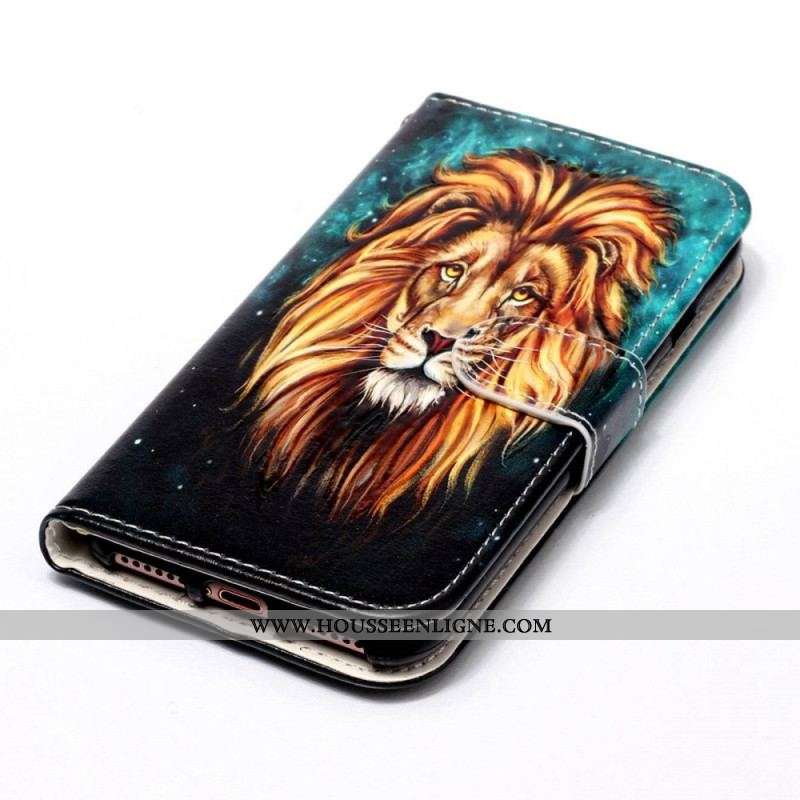 Housse Samsung Galaxy S23 5G Lion à Lanière