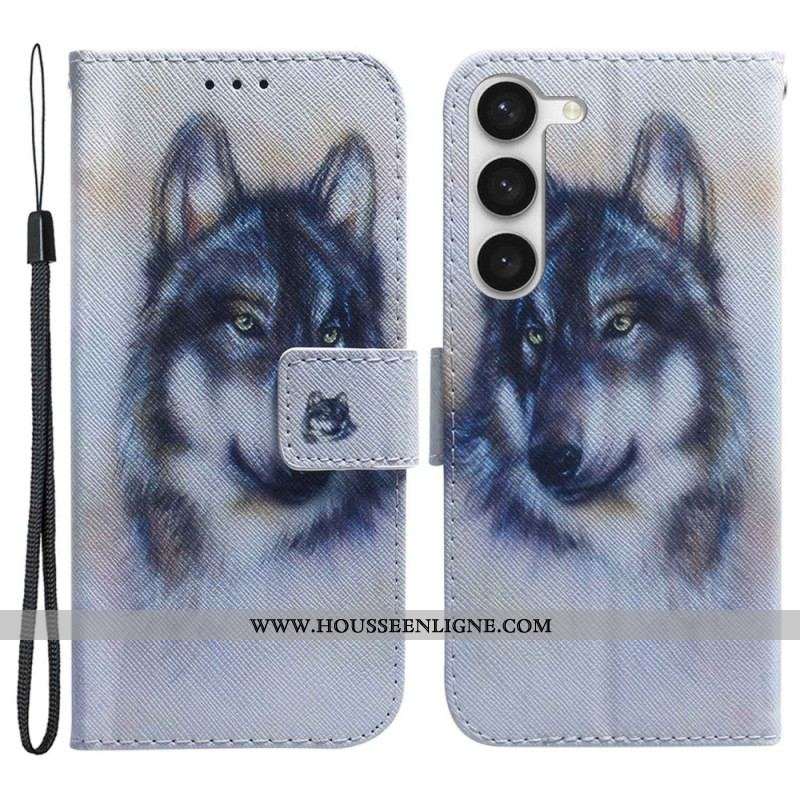 Housse Samsung Galaxy S23 5G Loup Aquarelle