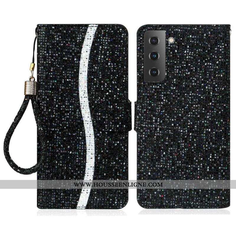 Housse Samsung Galaxy S23 5G Paillettes à Lanière