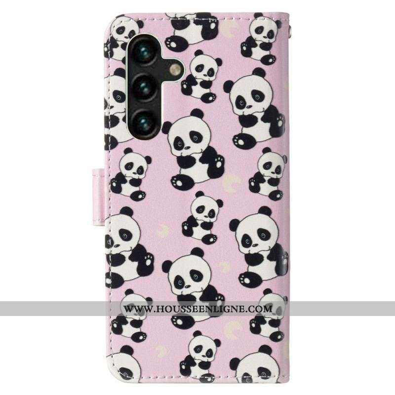 Housse Samsung Galaxy S23 5G Petits Pandas à Lanière