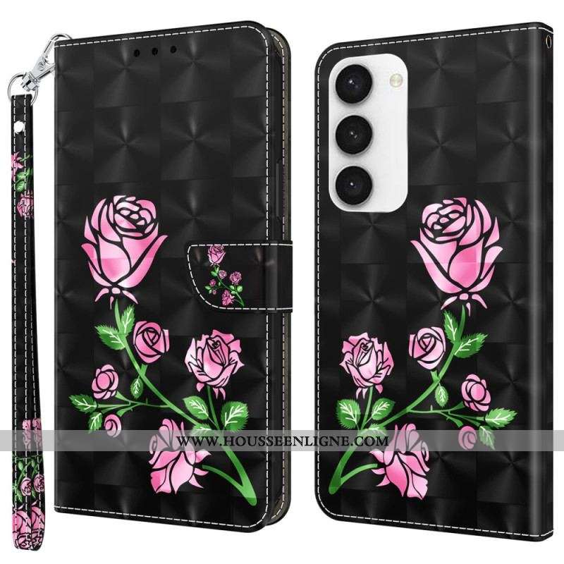 Housse Samsung Galaxy S23 5G Rose Graphique à Lanière