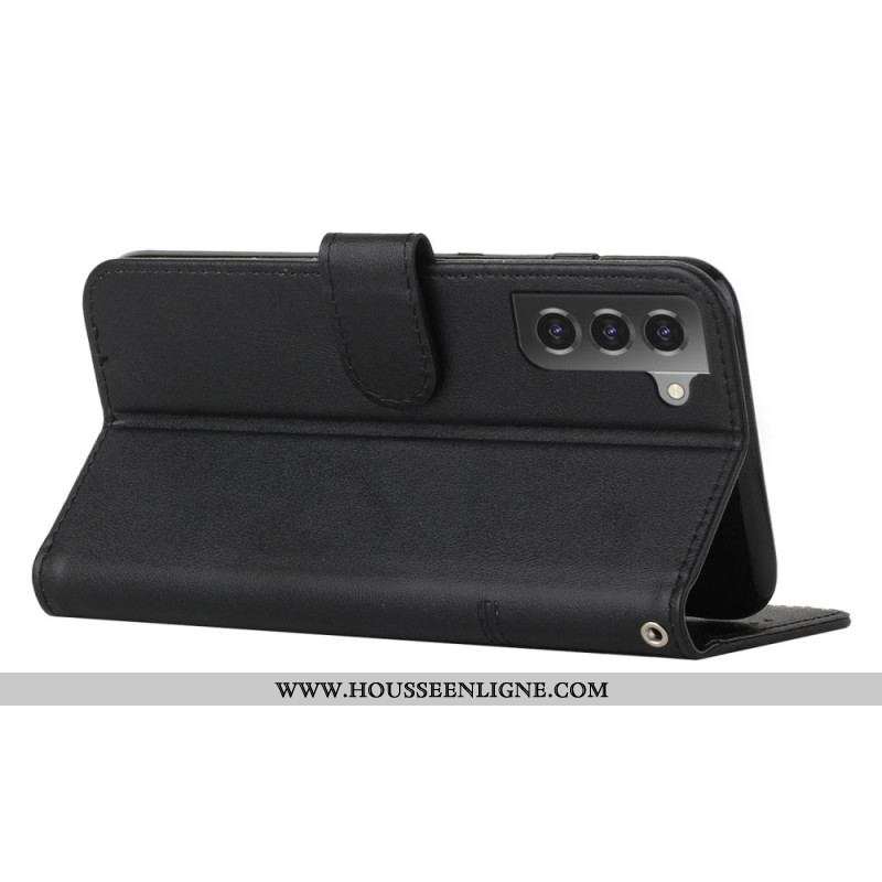 Housse Samsung Galaxy S23 5G Style Cuir Géométrique à Lanière