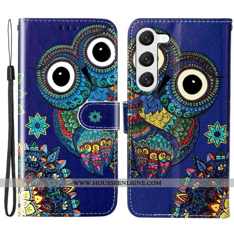 Housse Samsung Galaxy S23 Plus 5G Hibou à Lanière