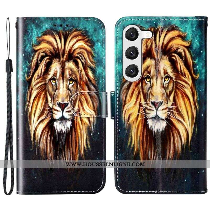 Housse Samsung Galaxy S23 Plus 5G Lion à Lanière