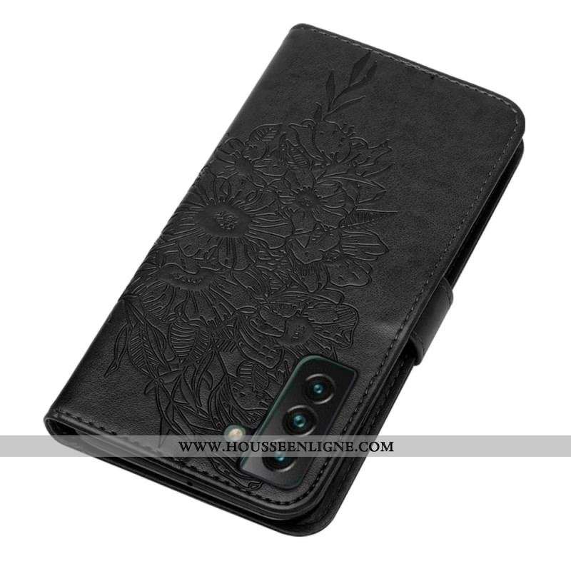 Housse Samsung Galaxy S23 Plus 5G Papillon Baroque à Lanière