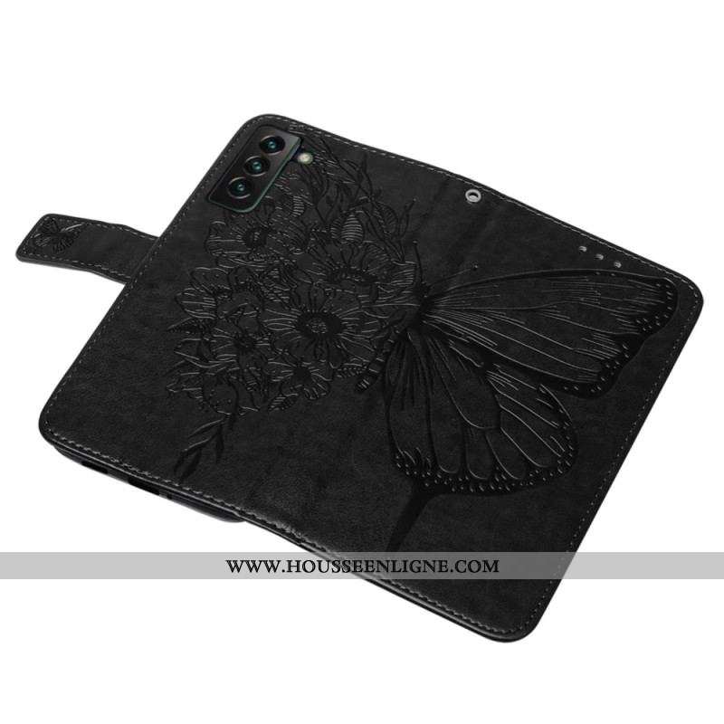 Housse Samsung Galaxy S23 Plus 5G Papillon Baroque à Lanière