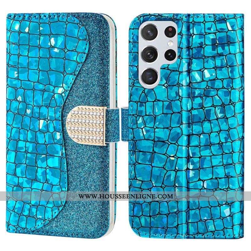 Housse Samsung Galaxy S23 Ultra 5G Croco Diamants