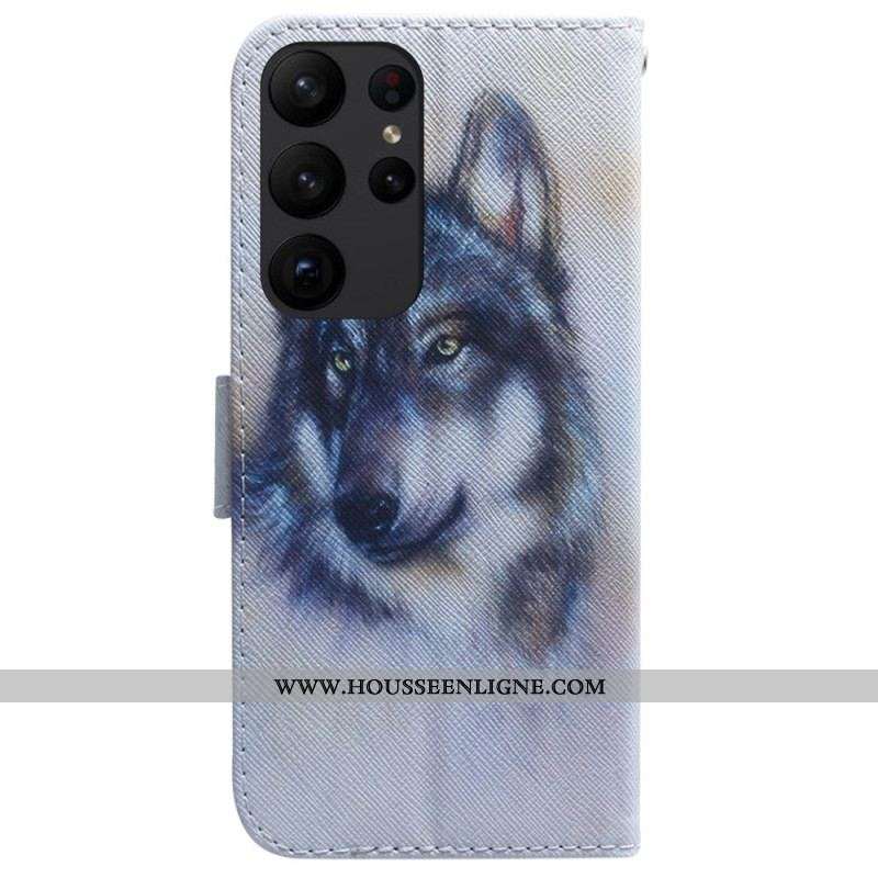 Housse Samsung Galaxy S23 Ultra 5G Loup Aquarelle