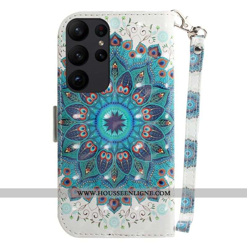 Housse Samsung Galaxy S23 Ultra 5G Mandala à Lanière