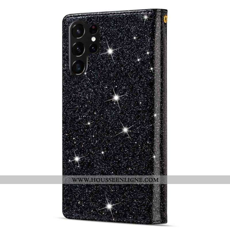 Housse Samsung Galaxy S23 Ultra 5G Paillettes Portefeuille