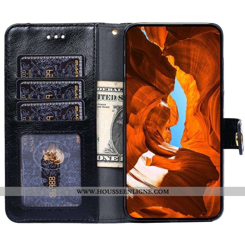 Housse Samsung Galaxy S23 Ultra 5G Porte-Monnaie Frontal et Lanière