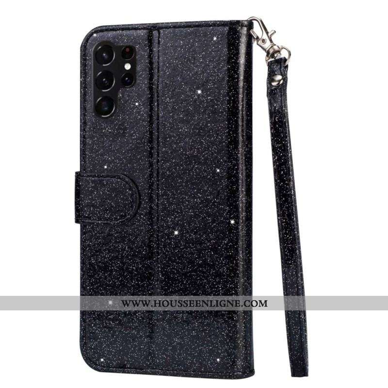 Housse Samsung Galaxy S23 Ultra 5G Porte-Monnaie Paillettes