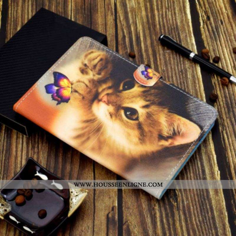 Housse Samsung Galaxy Tab A7 (2020) Mon Chaton et Papillon