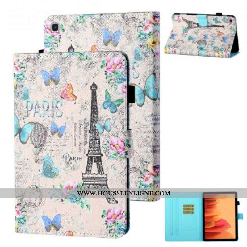 Housse Samsung Galaxy Tab A7 (2020) Tour Eiffel Papillons