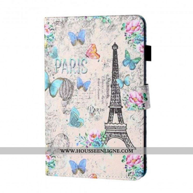 Housse Samsung Galaxy Tab A7 (2020) Tour Eiffel Papillons