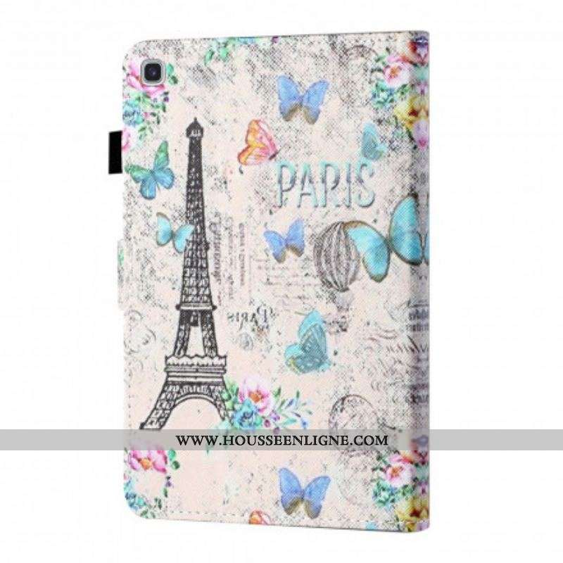 Housse Samsung Galaxy Tab A7 (2020) Tour Eiffel Papillons