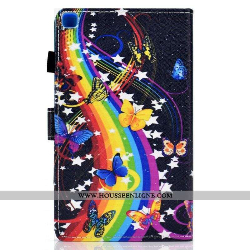 Housse Samsung Galaxy Tab A7 Lite Papillons Arc-en-Ciel