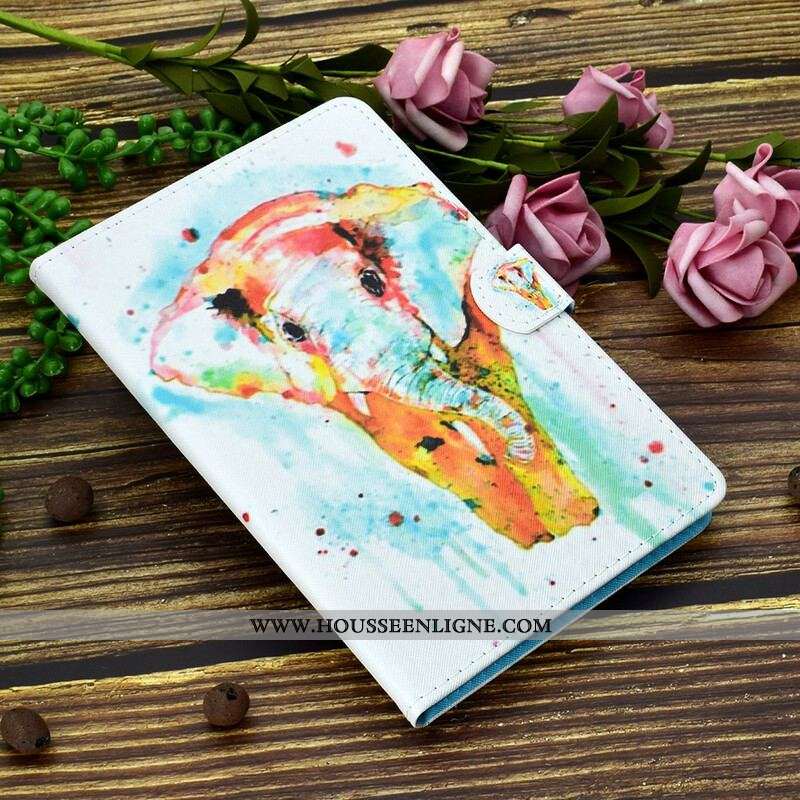 Housse Samsung Galaxy Tab A7 Lite Éléphant Aquarelle