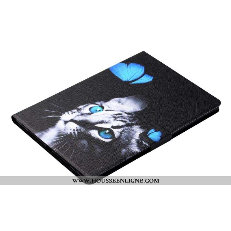 Housse Samsung Galaxy Tab A8 (2021) Chat et Papillon Bleu