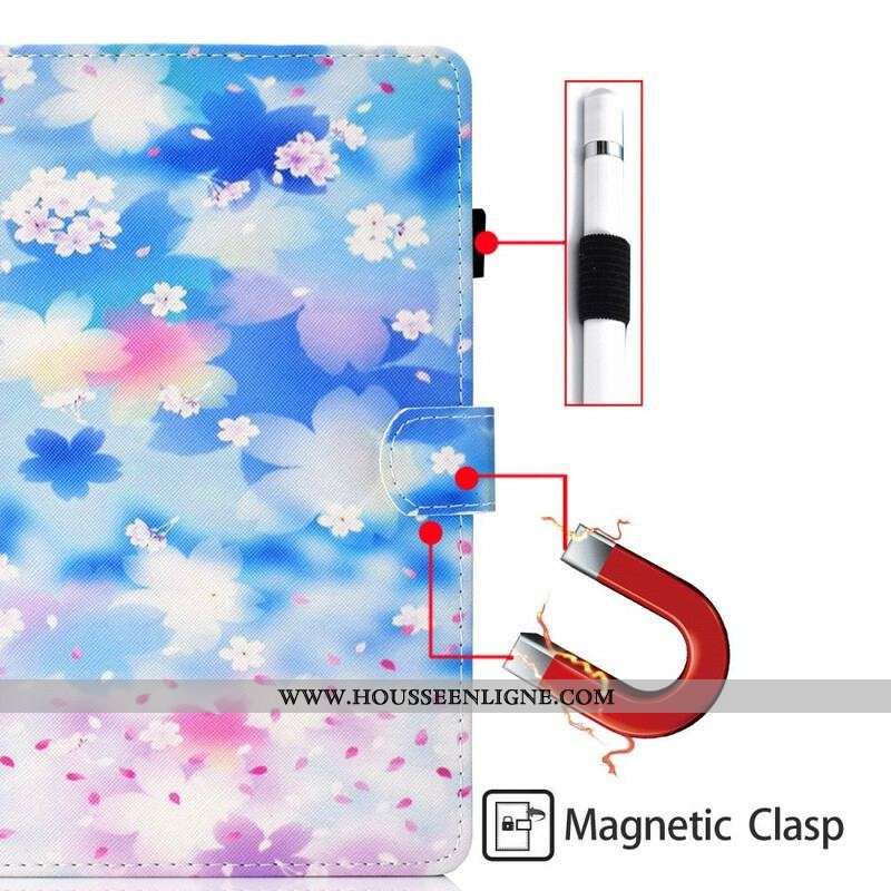 Housse Samsung Galaxy Tab S8 / Tab S7 Fleurs Aquarelle