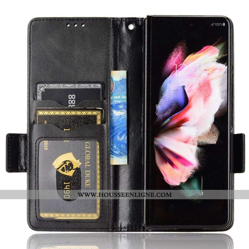 Housse Samsung Galaxy Z Fold 4 Motif Triangles Perforés Lanière