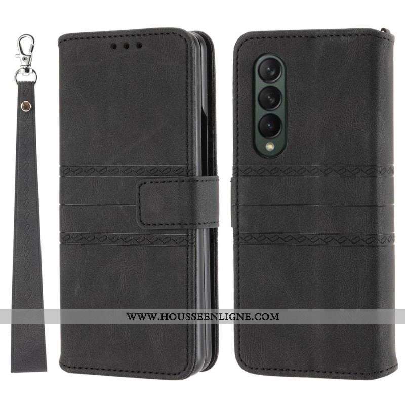 Housse Samsung Galaxy Z Fold 4 Simili Cuir Belt Motif