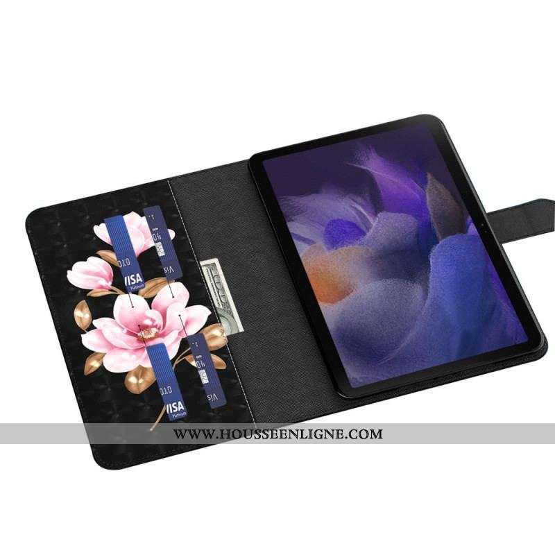 Housse Simili Cuir Samsung Galaxy Tab A8 (2021) Fleurs d'Arbre