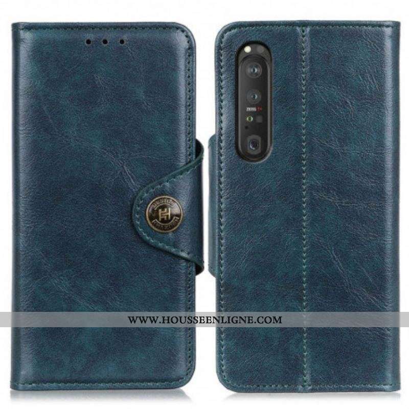 Housse Sony Xperia 1 III Simili Cuir Bouton Verni