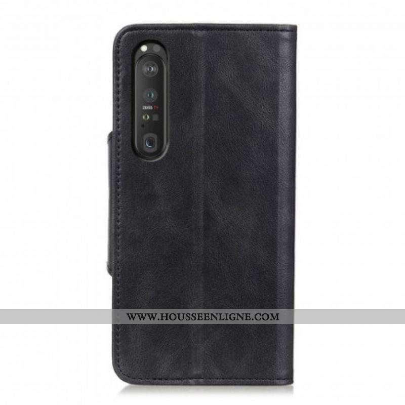 Housse Sony Xperia 1 III Simili Cuir Vintage Bouton