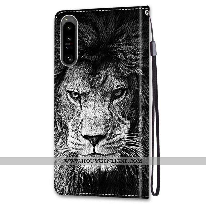 Housse Sony Xperia 1 IV Lion à Lanière