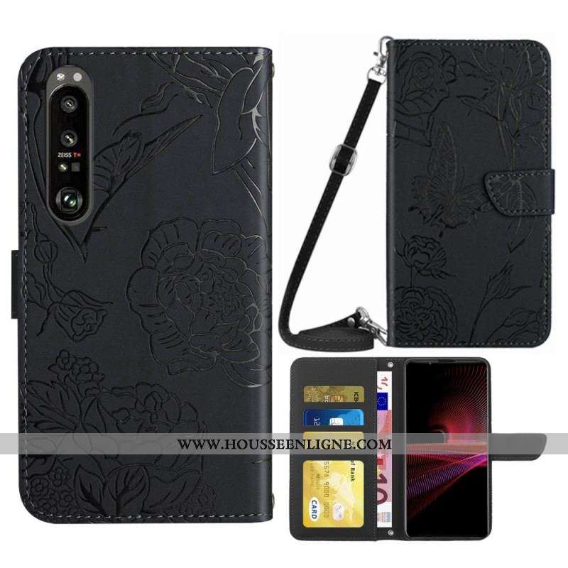 Housse Sony Xperia 1 IV Papillons et Bandoulière