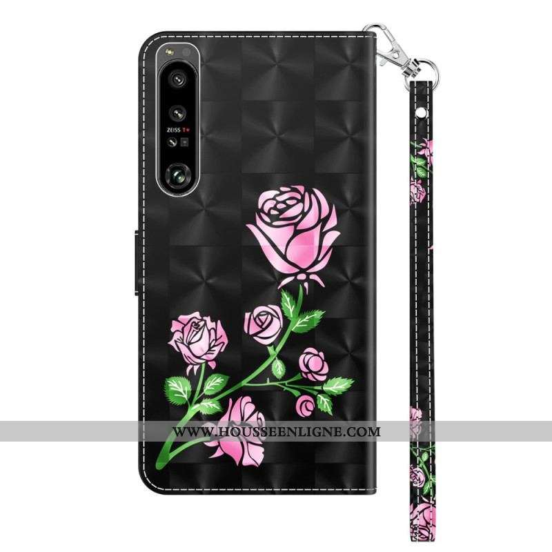 Housse Sony Xperia 1 IV Roses avec Lanière