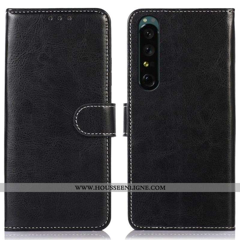 Housse Sony Xperia 1 IV Style Cuir Coutures Apparentes