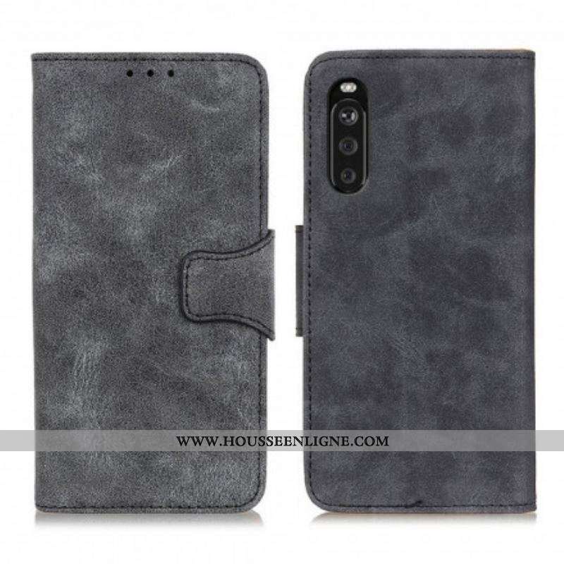 Housse Sony Xperia 10 III Cuir Fendu Vintage