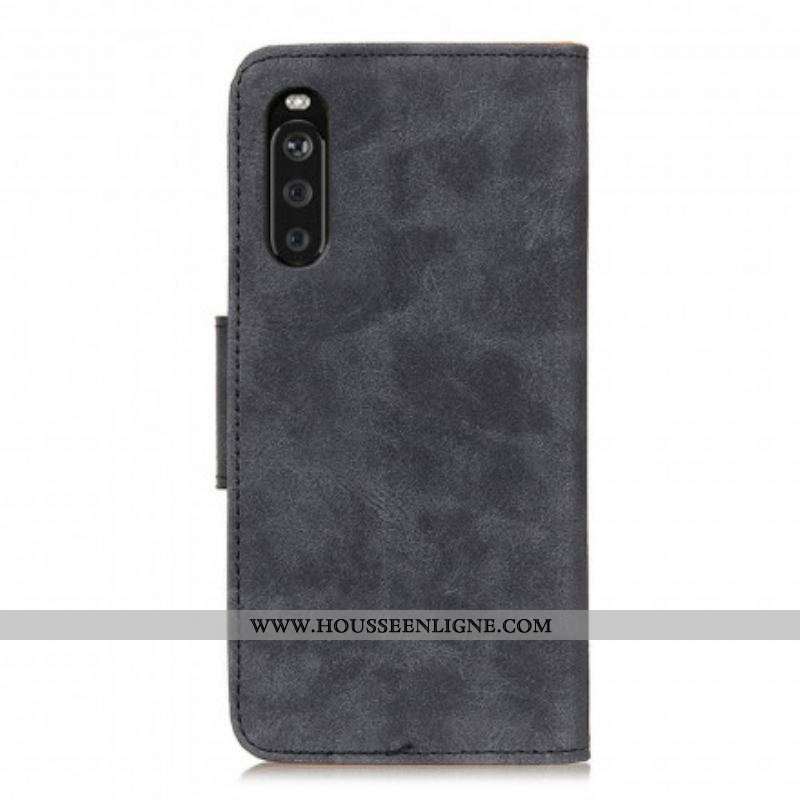 Housse Sony Xperia 10 III Cuir Fendu Vintage