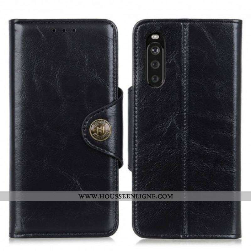 Housse Sony Xperia 10 III Simili Cuir Bouton Verni