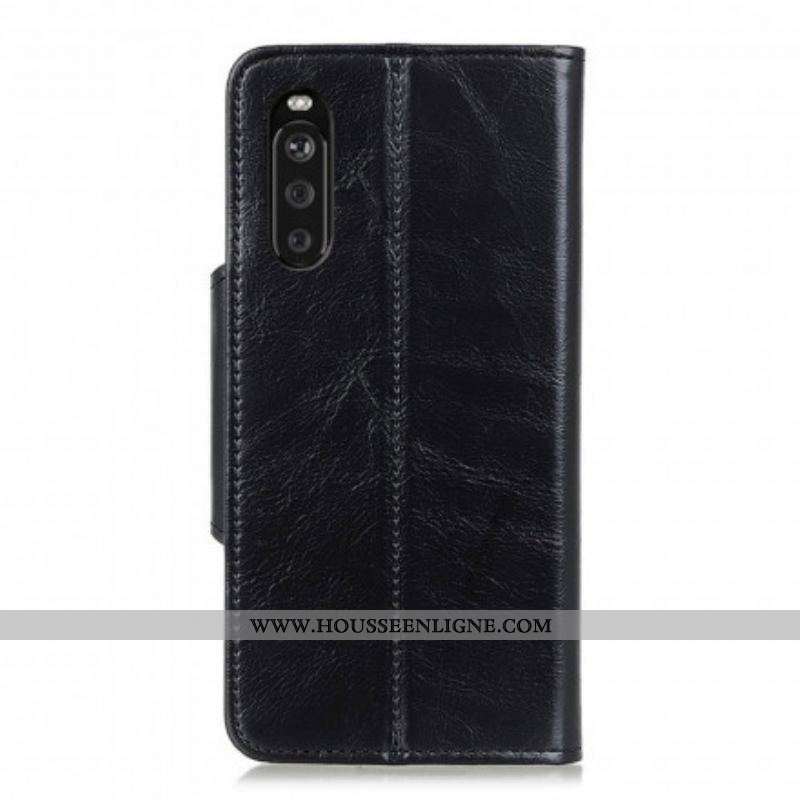 Housse Sony Xperia 10 III Simili Cuir Bouton Verni