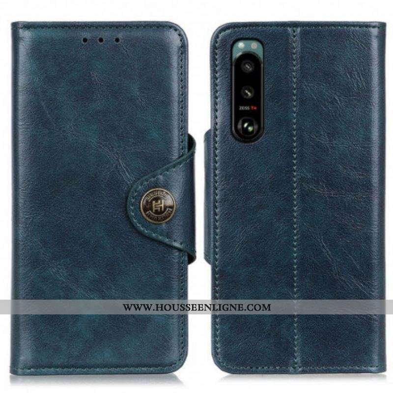 Housse Sony Xperia 5 III Simili Cuir Bouton Verni