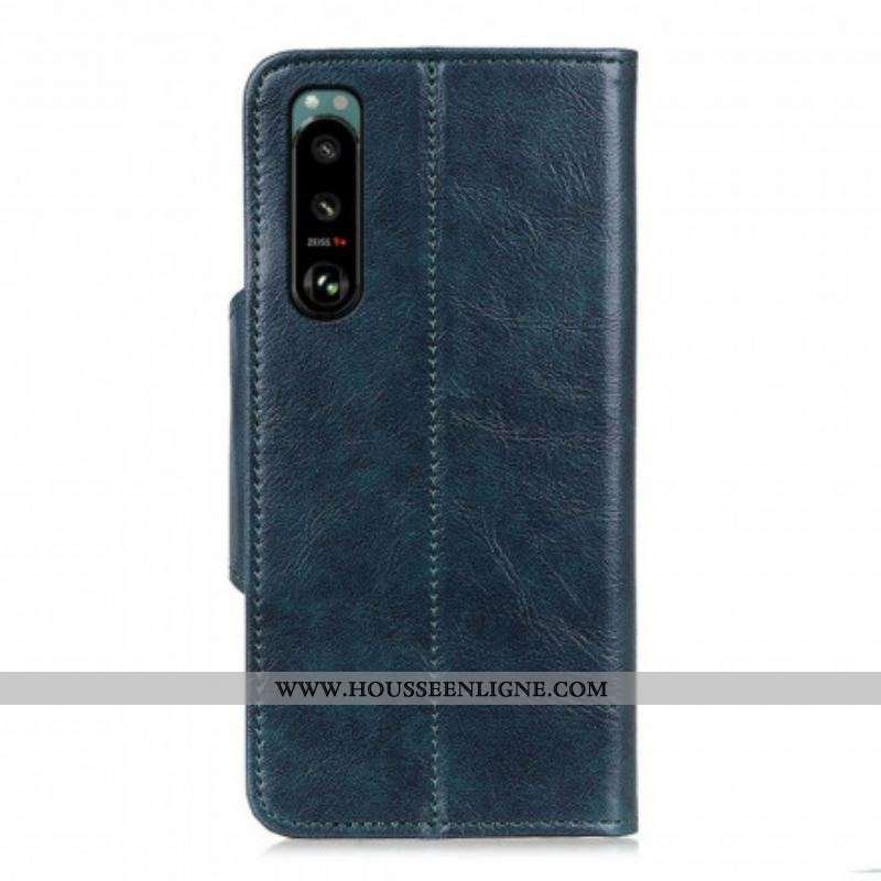 Housse Sony Xperia 5 III Simili Cuir Bouton Verni