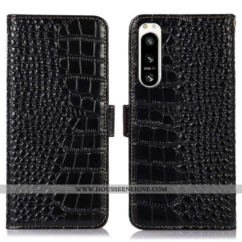 Housse Sony Xperia 5 IV Style Crocodile RFID