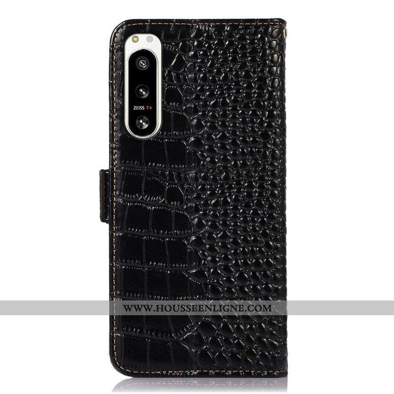 Housse Sony Xperia 5 IV Style Crocodile RFID