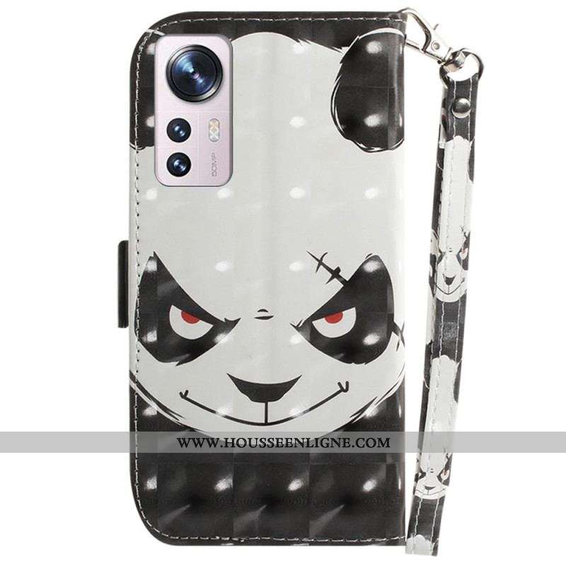 Housse Xiaomi 12 / 12X Angry Panda à Lanière