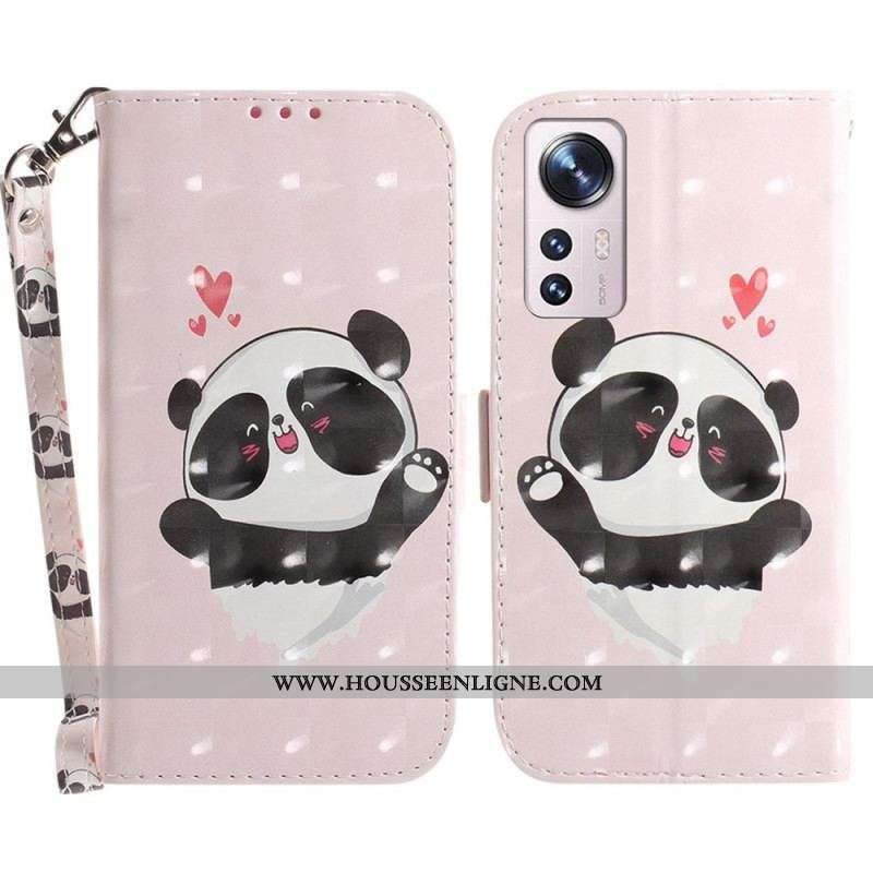 Housse Xiaomi 12 / 12X Panda Love à Lanière