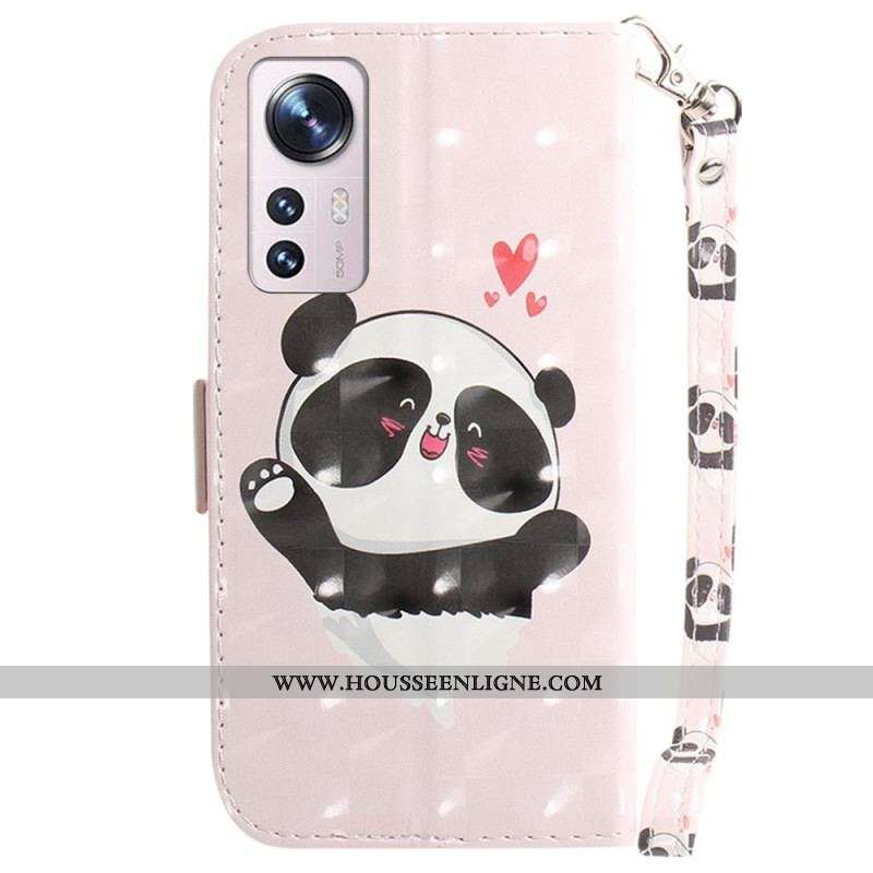 Housse Xiaomi 12 / 12X Panda Love à Lanière