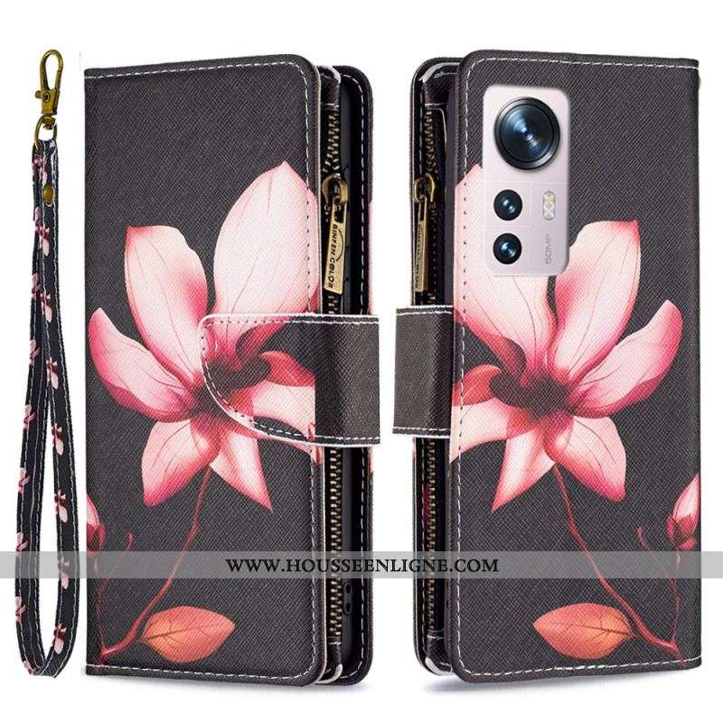 Housse  Xiaomi 12 / 12X  Poche Zippée Fleur