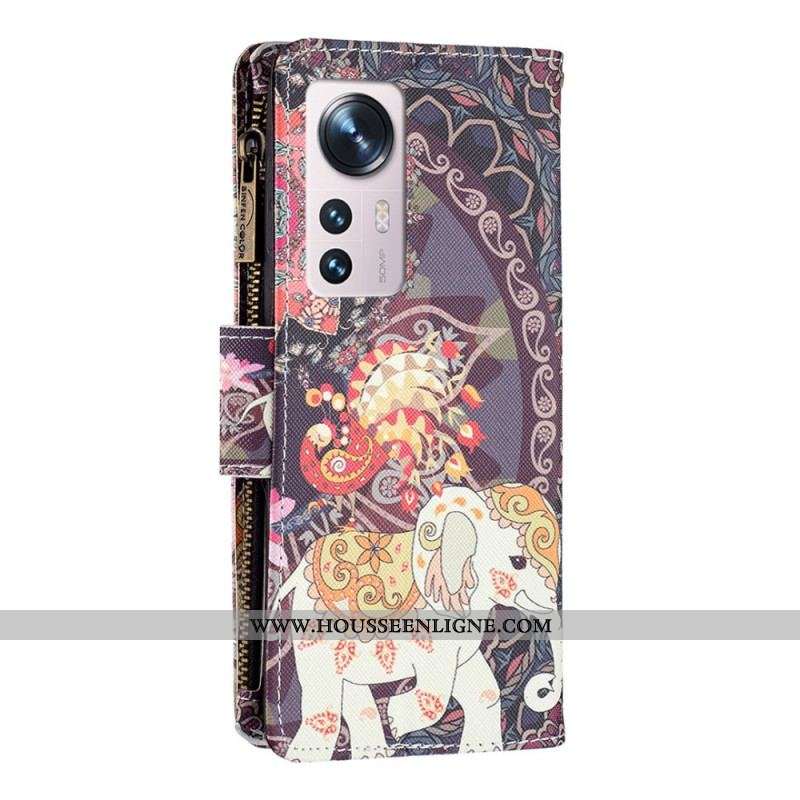 Housse  Xiaomi 12 / 12X  Poche Zippée Éléphant