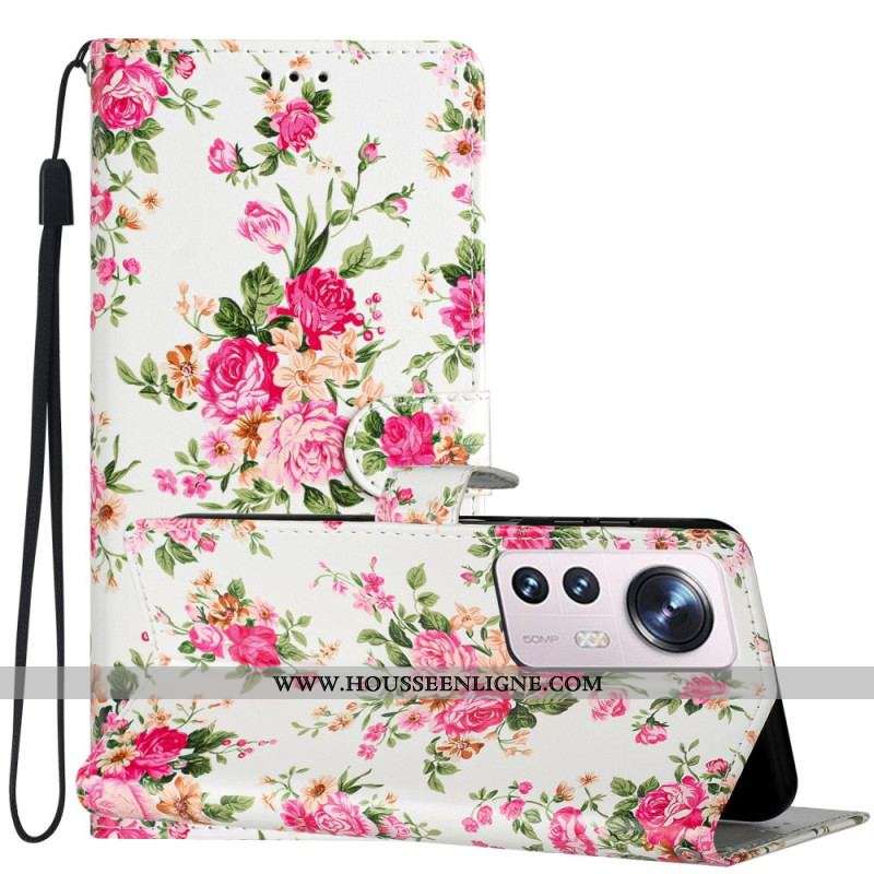 Housse Xiaomi 12 Lite Fleurs Liberty à Lanière