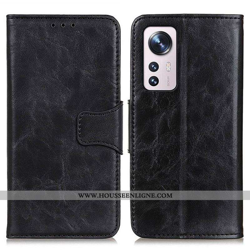 Housse Xiaomi 12 Pro Cuir Fendu Fermoir Réversible