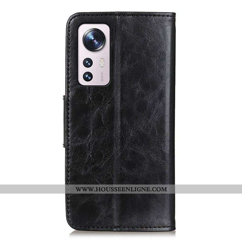 Housse Xiaomi 12 Pro Cuir Fendu Fermoir Réversible